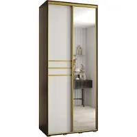MEBLE KRYSPOL Cannes 11 Schrank mit 2 Schiebetüren - 205,2x100x45 cm - Schwarz Weiß Gold