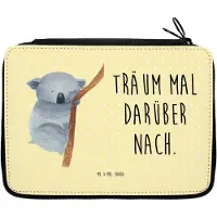Mr. & Mrs. Panda Schreibmappe Koalabär - Gelb Pastell - Geschenk, Träumen, Schlafzimmer, schlafen, Schlampermäppchen, Traumland, Bär, Bleistiftetui, Federtasche, Mäppchen