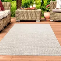 Teppichhome24 In- & Outdoorteppich Balkon wetterfest Flachgewebe unifarben in beige Größe - 200 x 290 cm