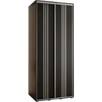 MEBLE KRYSPOL Cannes 6 Schrank mit 2 Schiebetüren - 205,2x120x60 cm - Schwarz Schwarz Silber