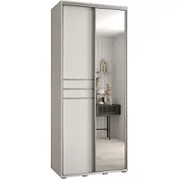 MEBLE KRYSPOL Cannes 11 Schrank mit 2 Schiebetüren - 205,2x120x60 cm - Weiß Weiß Silber