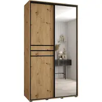 MEBLE KRYSPOL Cannes 11 Schrank mit 2 Schiebetüren - 205,2x140x60 cm - Artisan Artisan Schwarz