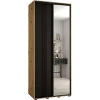 MEBLE KRYSPOL Davos 7 Schrank, zwei Türen - 235,2x100x45 cm - Artisan Schwarz Schwarz