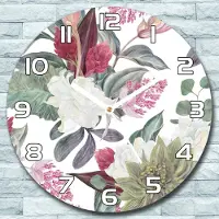 Coloray Wanduhr aus Glas Rund fi 30 Bunte Blumen Quarz Deko Schlafzimmer Büro