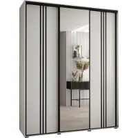 MEBLE KRYSPOL Davos 7 Schrank, drei Türen - 235,2x200x60 cm - Weiß Weiß Schwarz