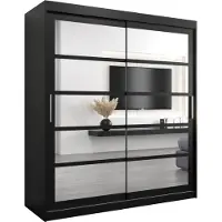 MEBLE KRYSPOL Kleiderschrank, Schiebetürenschrank Schlafzimmer, Schrank mit Spiegel ROMA 2 180 cm