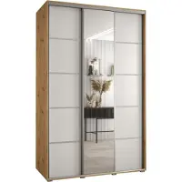 MEBLE KRYSPOL Davos 5 Schrank, drei Türen - 235,2x150x60 cm - Artisan Weiß Silber