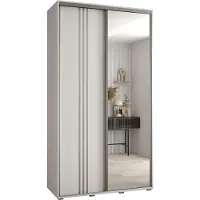 MEBLE KRYSPOL Davos 7 Schrank, zwei Türen - 235,2x140x45 cm - Weiß Weiß Silber