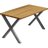 LAMO Manufaktur Esstisch Küchentisch Schreibtisch Couchtisch aus Massivholz, 140x80x76 cm (AxBxH), Design, Rustikal / Rohstahl mit Klarlack, LAG-01-A-003-0000D