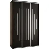 MEBLE KRYSPOL Cannes 12 Schrank mit 3 Schiebetüren - 205,2x160x60 cm - Schwarz Schwarz Silber