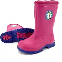 Heimtexland Premium Kinder Gummistiefel gefüttert Arch Support Sohle Regenstiefel schadstofffrei Reach konform Typ880 Rosa 28