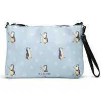 Mr. & Mrs. Panda Damenhandtasche Pinguin marschieren - Blau - Geschenk, Handtasche, Pinguine, Damen, Umhängetasche, Bruder, Schwester, kleine tasche, Clutch, Spazieren