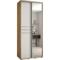 MEBLE KRYSPOL Cannes 11 Schrank mit 2 Schiebetüren - 205,2x100x45 cm - Artisan Weiß Silber