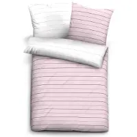 Biberna Mako-Satin Bettwäsche "STREIFEN - MIX & MATCH" ROSE 40x80 cm