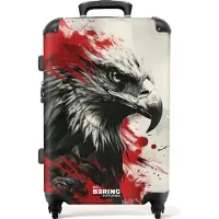 NoBoringSuitcases.com Hartschalen Koffer Mittelgroß 67x43x25 cm, 72L, Verschiedene Drucke für Männer: Schwarzer und weißer Adler mit roter Farbe, Reisekoffer mit 4 Rollen