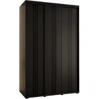 MEBLE KRYSPOL Cannes 6 Schrank mit 3 Schiebetüren - 205,2x160x60 cm - Schwarz Schwarz Schwarz