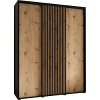 MEBLE KRYSPOL Sapporo 1 Schrank mit 3 Schiebetüren - 205,2x200x45 cm - Schwarz Artisan Schwarz