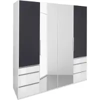 Wimex Kleiderschrank Schlafzimmerschrank Level Ausführung wählbar Spiegelweiß / Grauglas