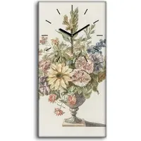 Coloray Wohnzimmer-Bild Leinwand Uhr Geräuschlos 30x60 Gemälde Blumen Pflanzen Kunst - schwarze Hände