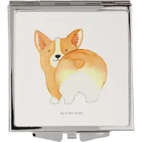 Mr. & Mrs. Panda Schminkspiegel Corgi Po - Weiß - Geschenk, Sprüche, Kosmetikspiegel, Hund, Spruch, Handspiegel, Reise Spiegel, Frauen, Corgie, Mini