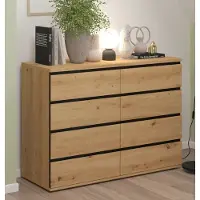 Feldmann-Wohnen Schubladenkommode Naxos Sideboard 121x40x86cm artisan eiche schwarz matt
