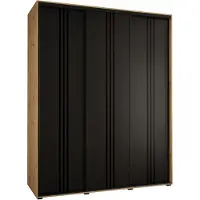 MEBLE KRYSPOL Davos 6 Schrank, drei Türen - 235,2x190x60 cm - Artisan Schwarz Schwarz