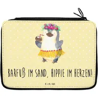 Mr. & Mrs. Panda Mäppchen Sommer Hippie Motiv - Gelb Pastell - Geschenk, Kamin, Strand, Bleistiftetui, Federtasche, Herbst, Sommerferien, Sommergefühle, Summer Feelings