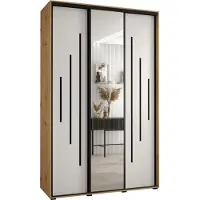 MEBLE KRYSPOL Cannes 13 Schrank mit 3 Schiebetüren - 205,2x150x45 cm - Artisan Weiß Schwarz