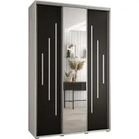 MEBLE KRYSPOL Cannes 13 Schrank mit 3 Schiebetüren - 205,2x160x60 cm - Weiß Schwarz Silber