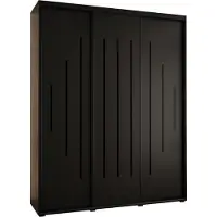 MEBLE KRYSPOL Cannes 12 Schrank mit 3 Schiebetüren - 205,2x200x45 cm - Schwarz Schwarz Schwarz