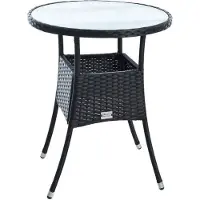 ESTEXO Beistelltisch Tisch Polyrattan Gartentisch Rattan Balkontisch Rund Schwarz