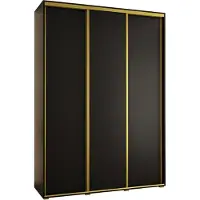 MEBLE KRYSPOL Cannes 1 Schrank mit 3 Schiebetüren - 205,2x170x45 cm - Schwarz Schwarz Gold