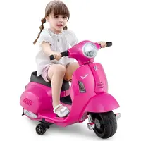 Costway Kinder Motorrad Elektrisch, Vespa 6V Motorrad mit LED-Scheinwerfer&Hupe, 2-2,5 km/h Elektro Kindermotorrad für Kinder 18-36 Monaten Rosa