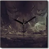 Coloray Uhr auf Leinwand 30x30 cm Wand Uhr Dekoration Wohnzimmer Segeltuch schwarze Hände -Fantasy-Zaubererwald.