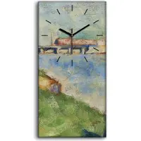 Coloray Wandbild Leinwand Bilder Wanduhr Geräuschlos 30x60 Badende in Asnières - schwarze Hände