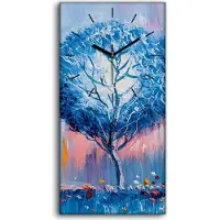 Coloray Wandbild Leinwand Bilder mit Uhr 30x60 Bäume malen künstlerischen Hintergrund - schwarze Hände