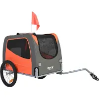 Sweiko Hundeanhänger 30 kg Fahrradanhänger Kohlenstoffstahl + 600D Oxford-Gewebe + PP faltbar 1440 x 720 x 779 mm als Anhänger Gefaltete Größe 760 x 560 x 195 mm Hundebuggy Jogger Anhänger Orange&Grau