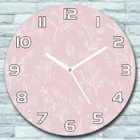 Coloray Wanduhr aus Glas Rund fi 30 Blumen weiße Kontur Quarz Deko Schlafzimmer Büro