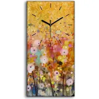 Coloray Wanduhr Uhr Wandbild Leinwand Geräuschlos 30x60 Natur Landschaft Blume wiese - schwarze Hände