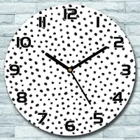 Coloray Wanduhr aus Glas Rund fi 30 Punkte Schwarz-Weiß Quarz Deko Schlafzimmer Büro