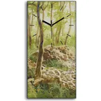 Coloray Dekor Leinwand Uhr Wandbilder 30x60 Malerei Wald Bäume Felsen Natur Kunst - schwarze Hände