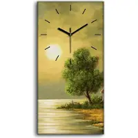 Coloray Küche Wohnzimmer Wand Leinwand Uhr 30x60 Mond Meer Landschaft Digitale Kunst - schwarze Hände