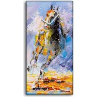 Coloray Leinwand Uhr Küche Wohnzimmer Bild Geräuschlos 30x60 Malerei Pferden farbenfroh - weiße Hände