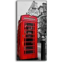 Coloray Dekor Leinwand Uhr Wandbilder 30x60 Malerei Stadt Gebäude London Rote Busse - weiße Hände