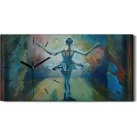 Coloray Wanduhr Uhr Wandbild Leinwand 60x30 Malerei Abstrakte Ballett Tänzerin Bühnen - schwarze Hände