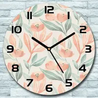 Coloray Wanduhr aus Glas Rund fi 30 Pfirsich Blumen Quarz Deko Schlafzimmer Büro