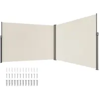 SucceBuy Einziehbare Seitenmarkise, 200 x 600 cm, Sichtschutz für den Außenbereich, wasserdichter Terrassenschirm aus 180 g Polyester, UV 30+ Raumteiler-Windschutz für Hinterhof, Balkon, Beige