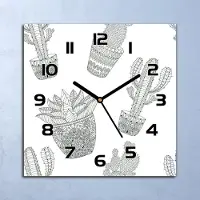 Coloray Wanduhr Echt-Glas-Küchenuhr Mexikanischer Kaktus Quarz 30x30 Deko Bilder