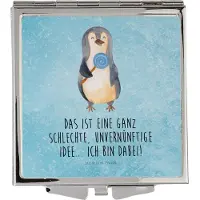 Mr. & Mrs. Panda Schminkspiegel Pinguin Lolli - Eisblau - Geschenk, Handspiegel, Süßigkeiten, Unvernünftig, Taschenspiegel, Kleiner Spiegel, Pinguine, Kosmetikspiegel