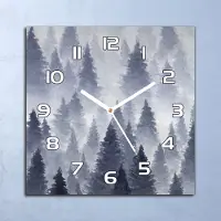 Coloray Deko Glasuhr Wanduhr 30x30 Wald Landschaft Quarz Küchenuhr Bürouhr